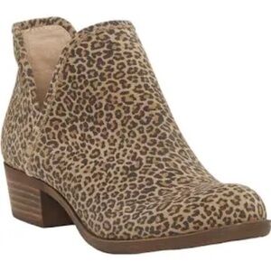 Lucky Brand Baley boots animal print suede ankle‎ boots size 6.5
